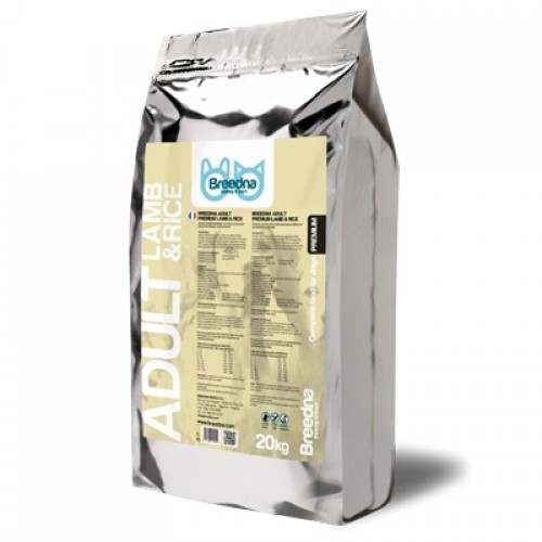 Ração Premium para Cães Adultos Breedna, Sabor Arroz e Cordeiro