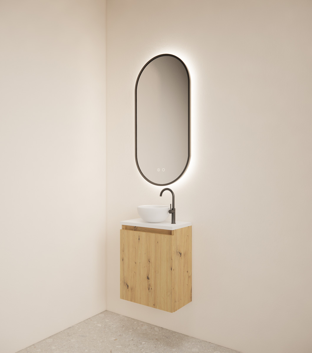 Gliss Design Echo toiletmeubel 40cm evoke eiken met toppaneel wit mat