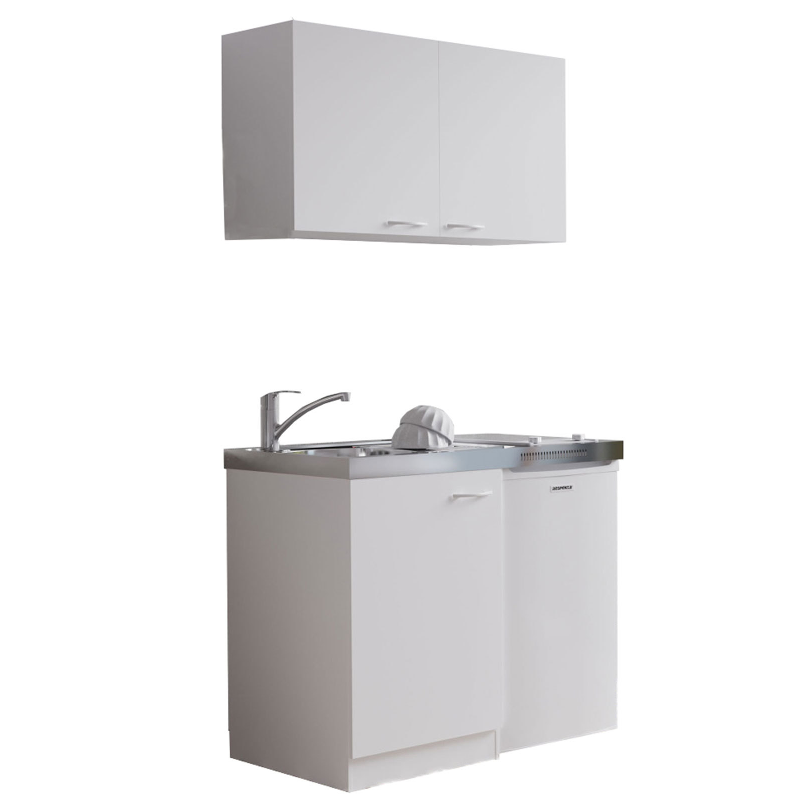 RESPEKTA Miniküche - weiß - mit Kühlschrank und Glaskeramikkochfeld - 100 cm