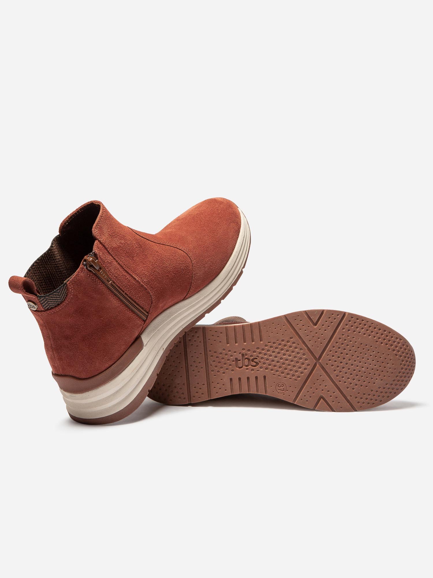 Boots Femme Semelle Sport Cuir Orange
