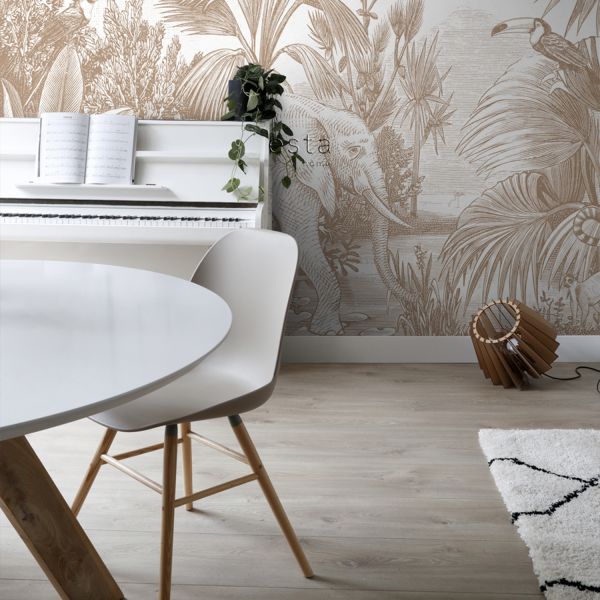 Estahome Jungle Motief Fotobehang  - 3 x 2,79 m - Beige