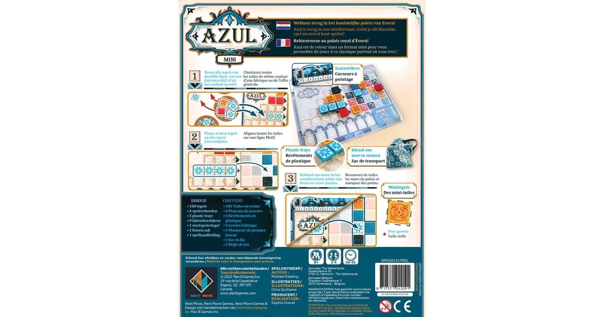 AsmodeeAzul Mini Bordspel  (Frans / Nederlands, 2 - 4 spelers, 30 minuten, Vanaf 8 jaar)