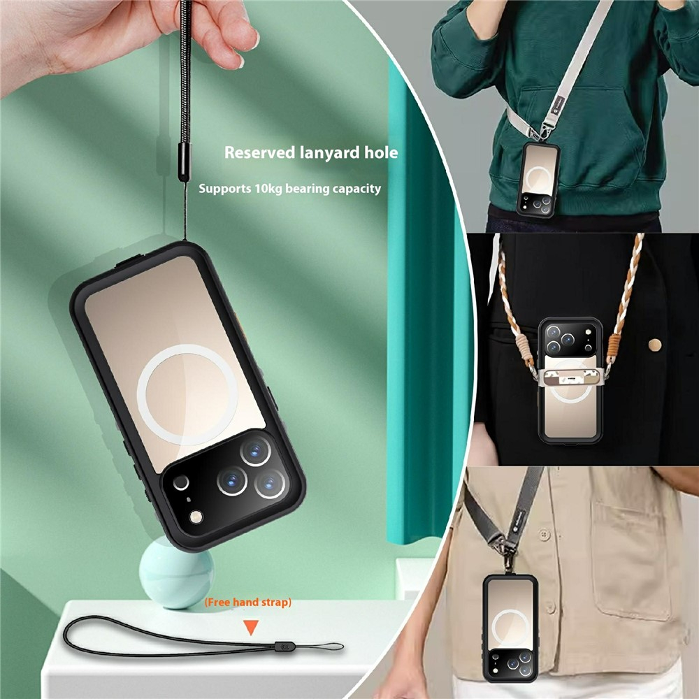 iPhone 17 Pro Wasserfeste MagSafe Outdoor Schutz Hülle (IP68) - Schwarz / Transparent