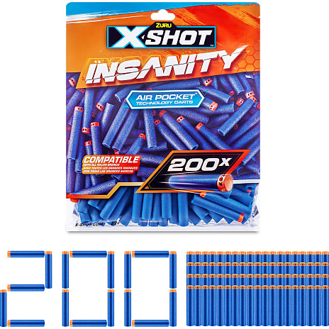 X-shot Insanity genopfyldningspakke med 200 pile