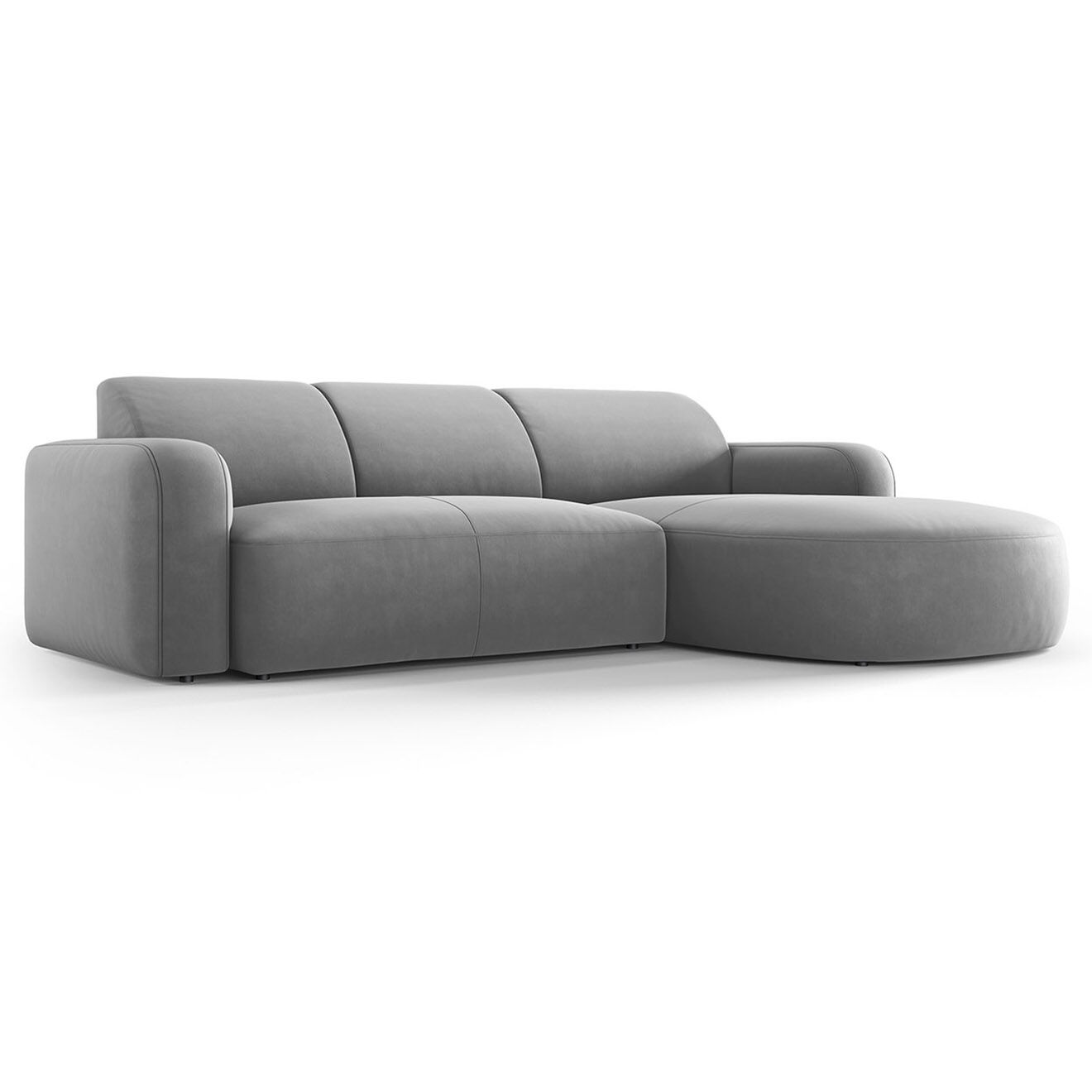 Mazzini Sofas Canapé d'angle droit Velours Jasmin 4 Places gris - 250x170x72 cm