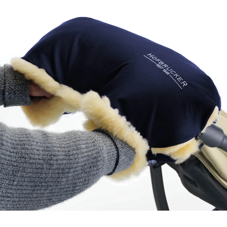 Hofbrucker LammfellhandWärmer für Kinderwagen Lammfell Handmuff Hergestellt in Deutschland Navy Blue