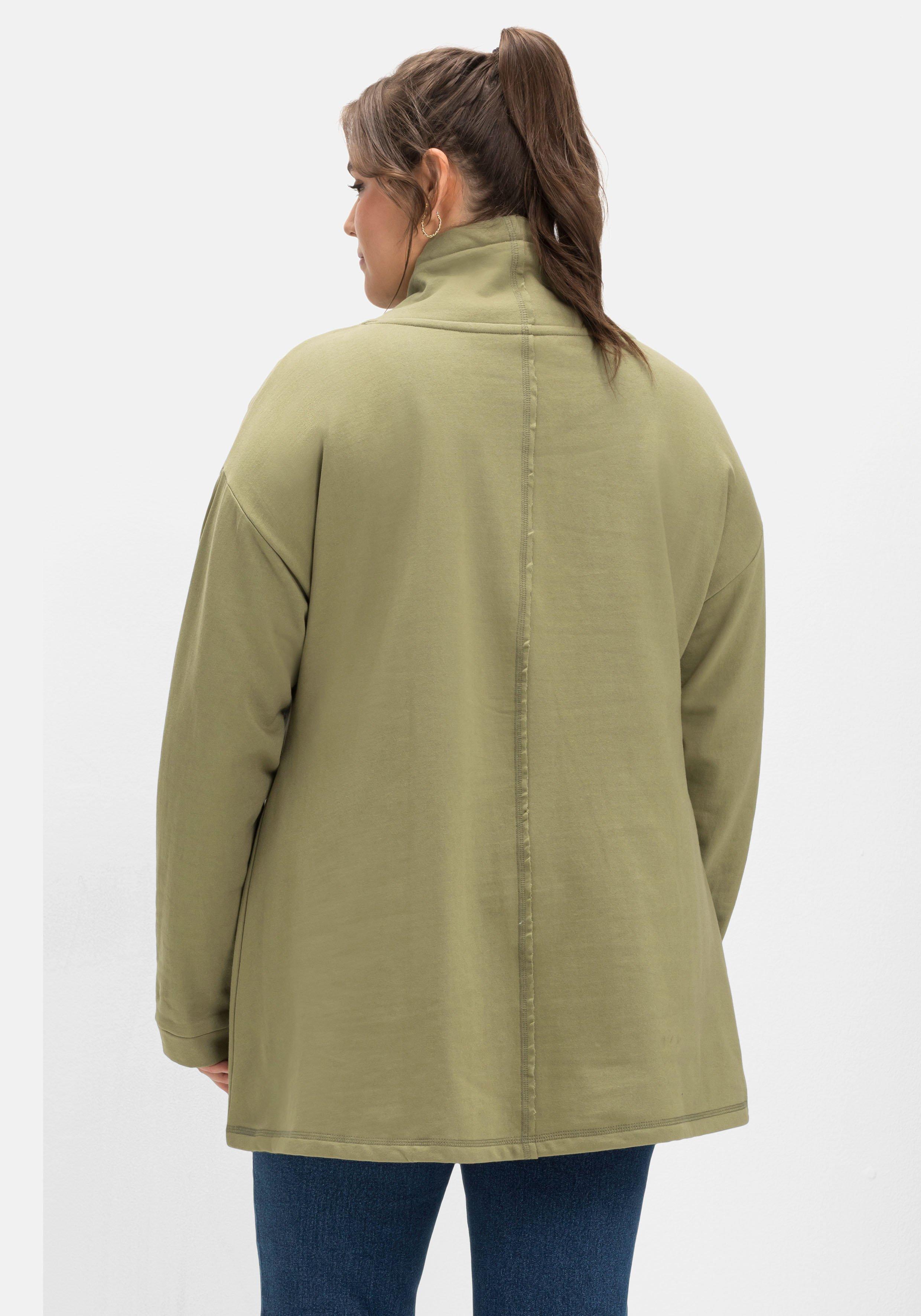 Sweatshirt in A-Linie, mit Taschen und Kragen
