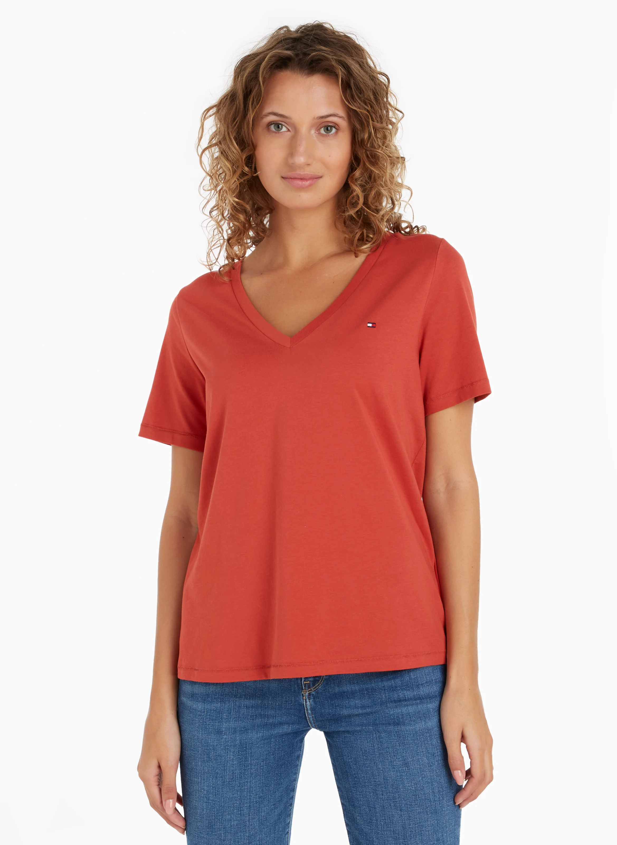 Tee-shirt manches courtes brodé en coton | Rouge