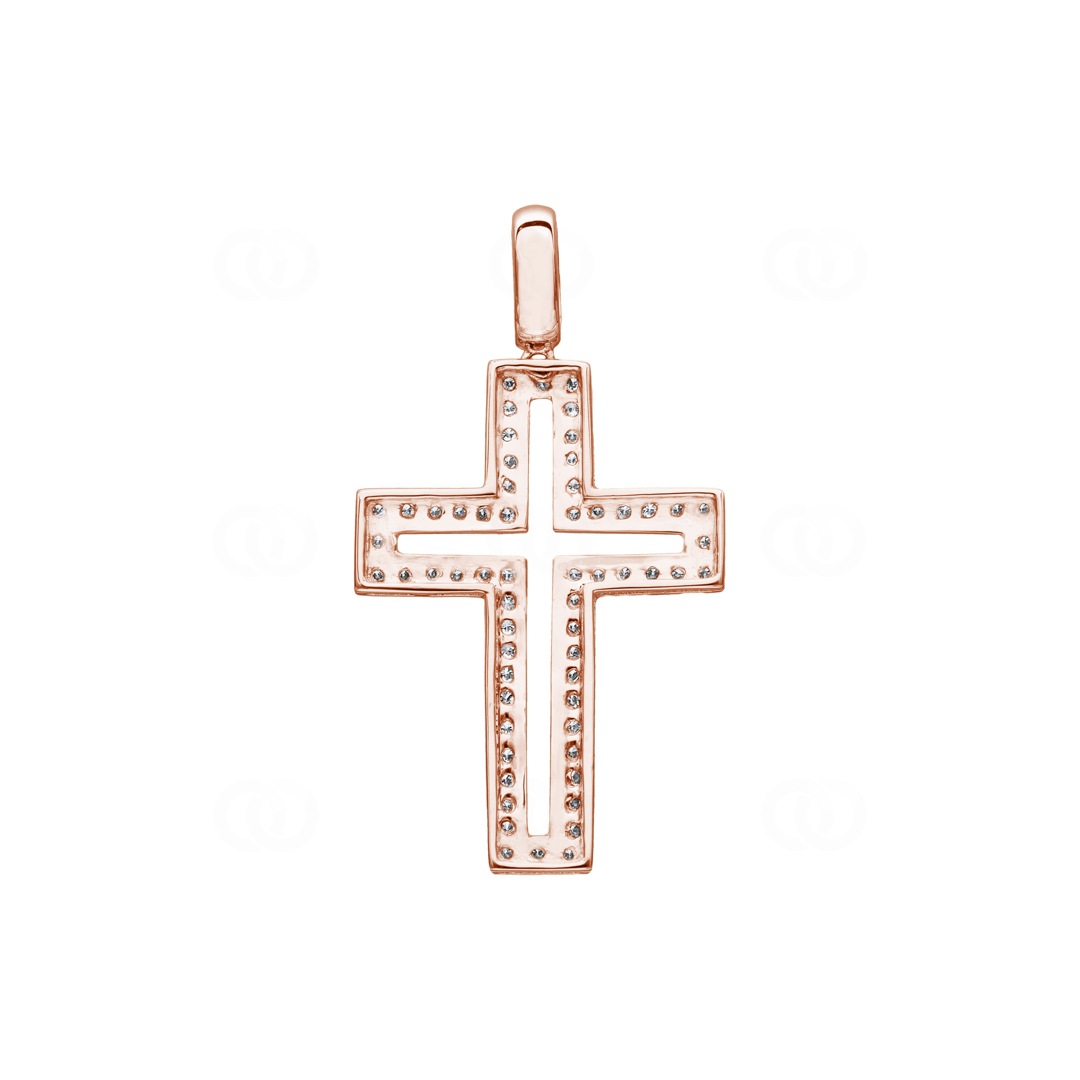Kreuzanhänger 750/18 K Roségold mit Diamanten 0.44 ct H/si