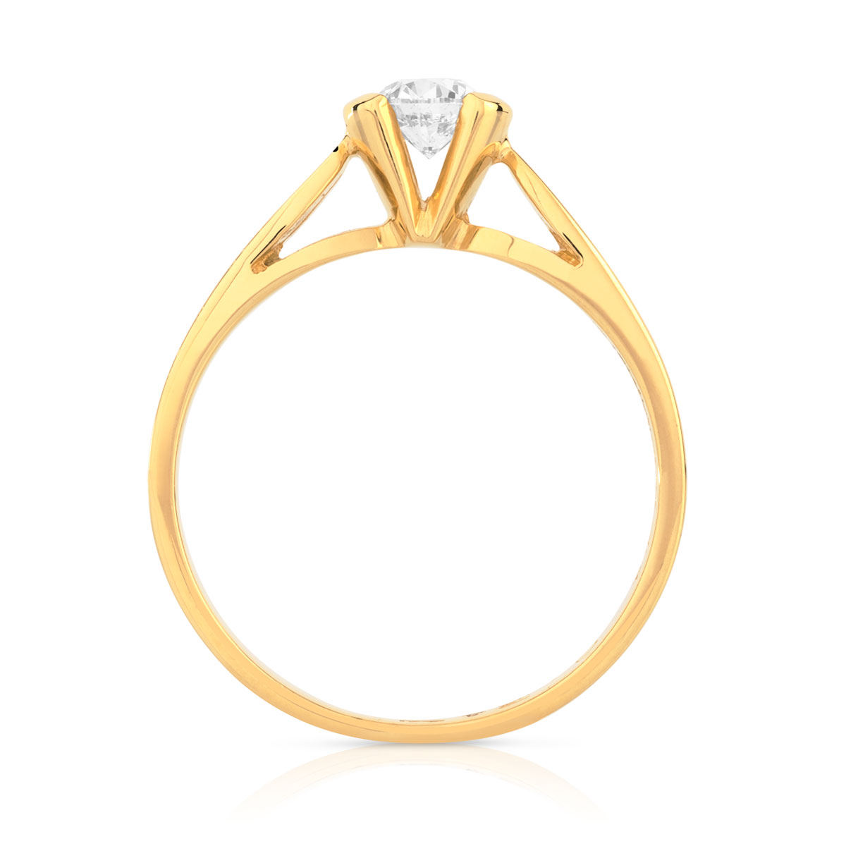 Bague solitaire or 750 jaune diamant synthétique 0.30 carat