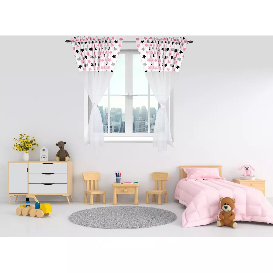 TupTam Kinderzimmer Voile Vorhänge mit Tunnelzug Set schwarzrosa
