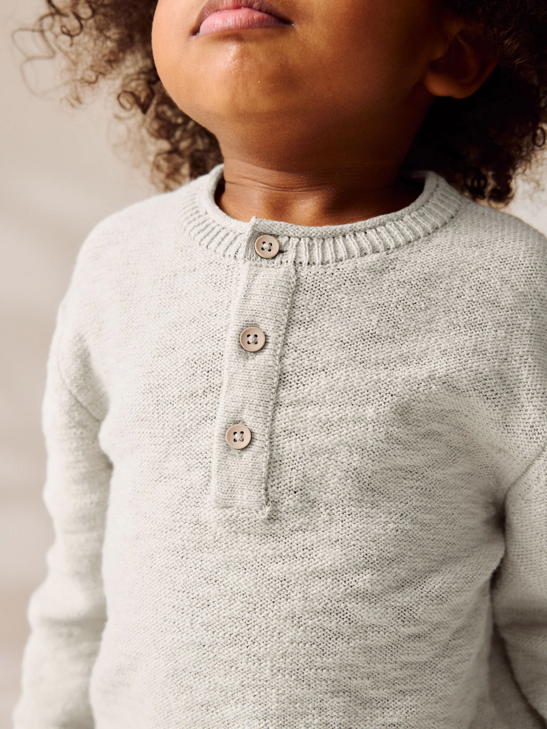 Neutraal - Gebreide Henley-trui (3mnd-7jr)