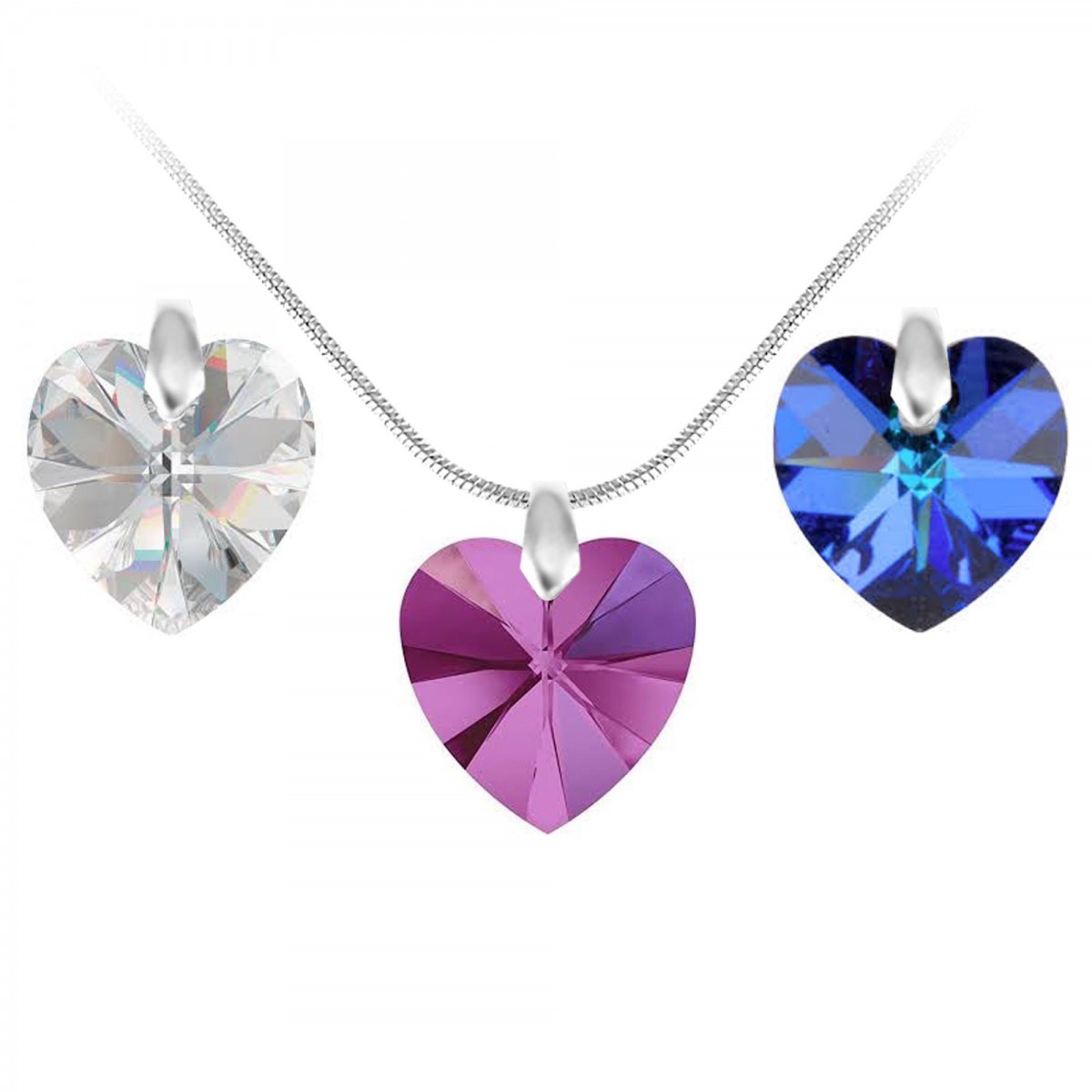 Lot d'un collier et de 3 pendentifs SC Crystal orné de Cristaux scintillants
