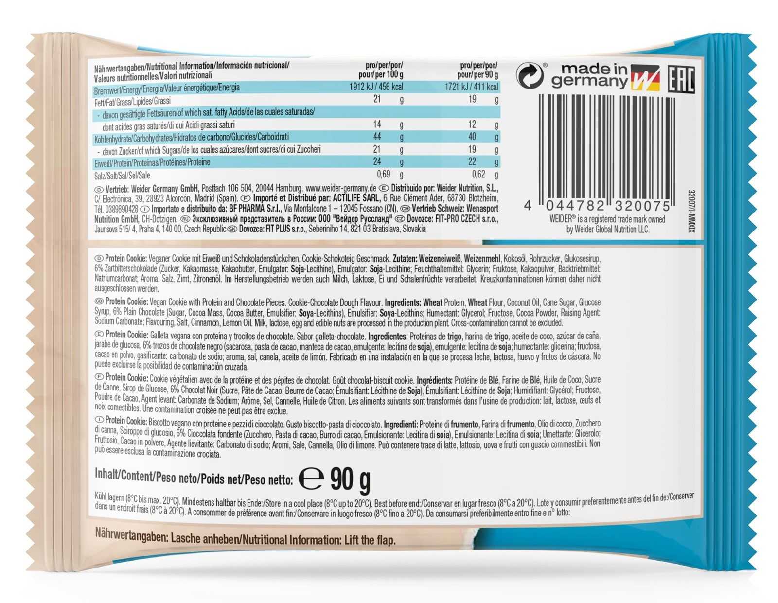 Biscoito Proteico Vegano Weider 90g
