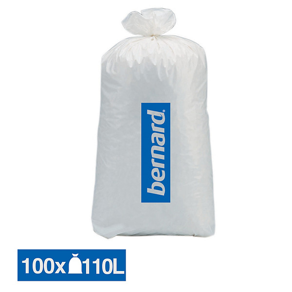 Sacs poubelle déchets courants Bernard blancs 110 L, lot de 100