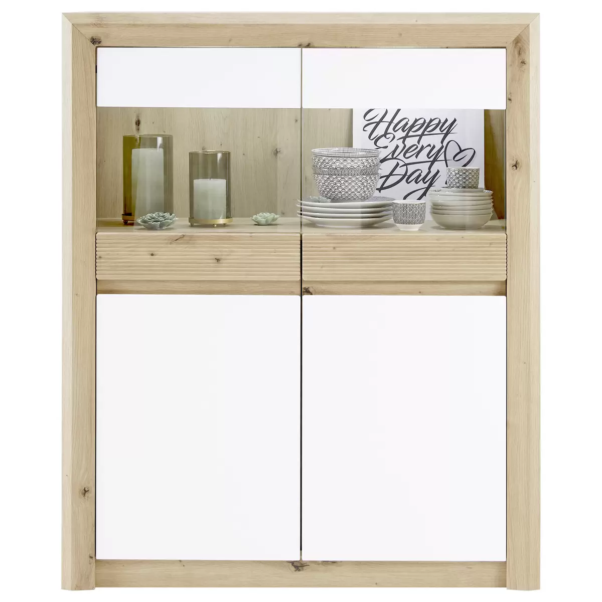 Vitrine Kashmir weiss,Artisan Eiche
