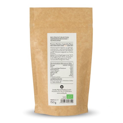 Sunday Natural Products  BIO FRUCHTMISCHUNG GEFRIERGETROCKNET DRACHENFRUCHT, KIWI & PHYSALIS