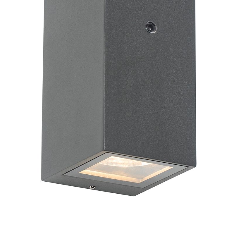 Wandlamp grijs 2-lichts IP44 met schemersensor - Baleno
