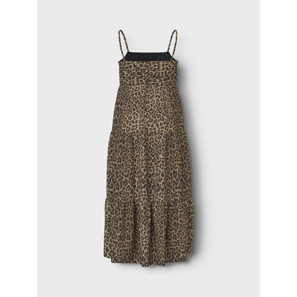 Køb Name It Black Leopard AOP Vinaya Strop Maxi Kjole