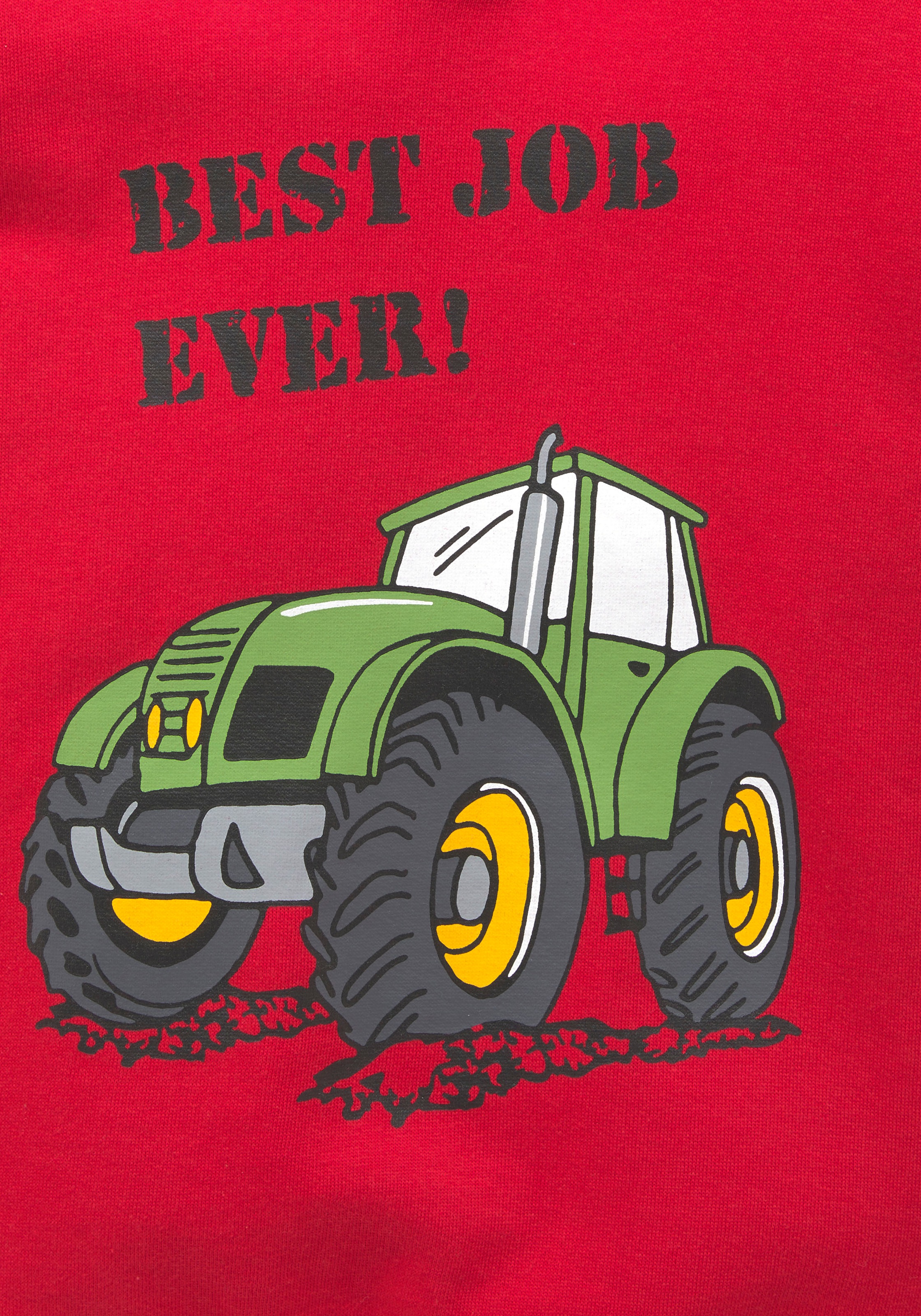 KIDSWORLD Kapuzensweatshirt »BEST JOB EVER!«, Kapuzensweatshirt mit Traktor-Print
