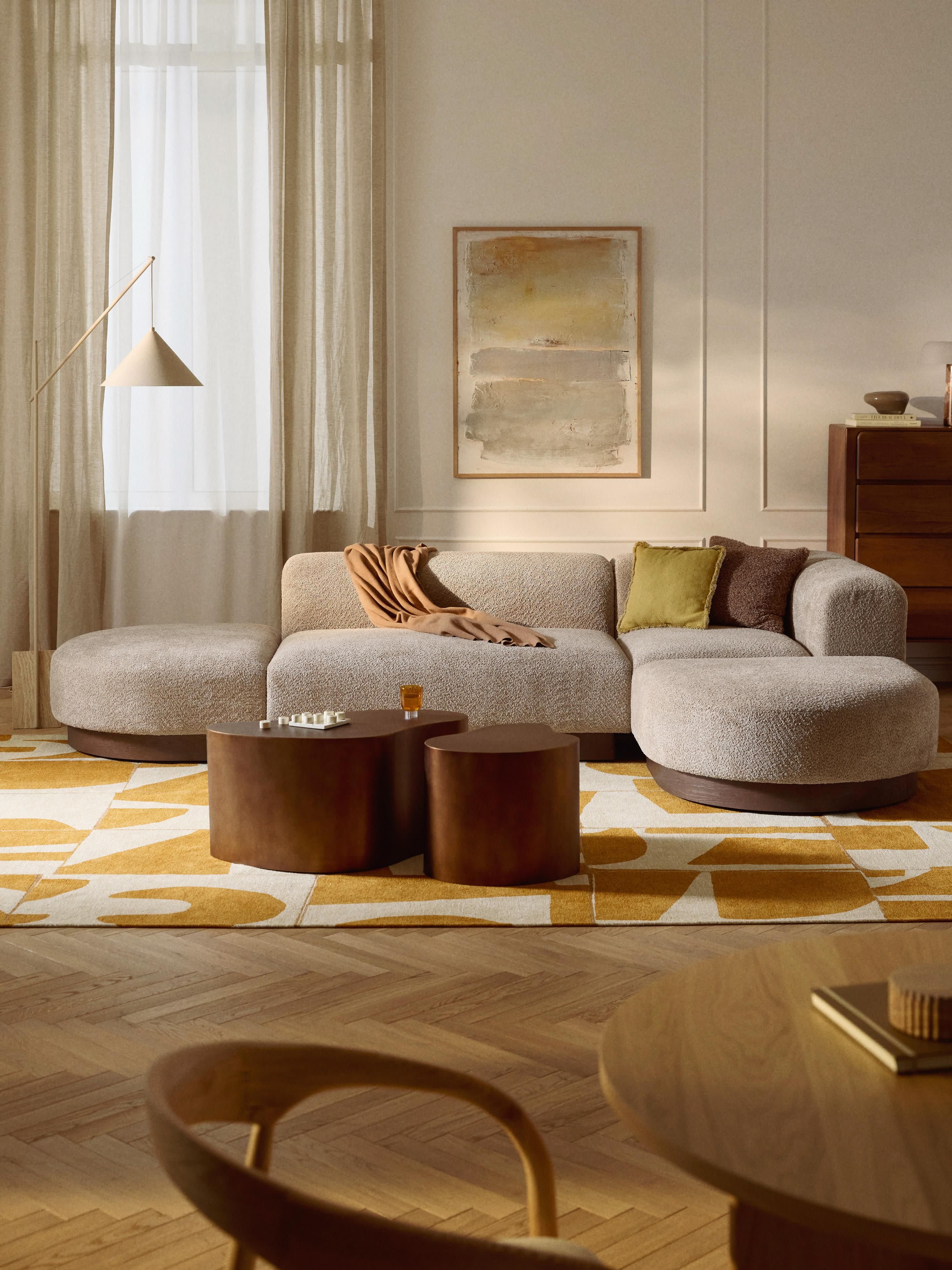 Modulaire hoekbank Natalie van teddy-bouclé