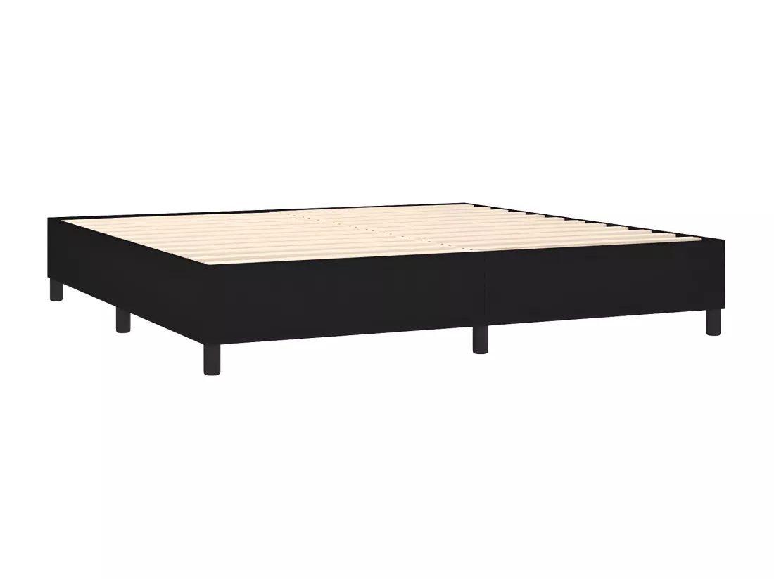 Sommier tapissier et matelas et LED Noir 200x200 cm Tissu