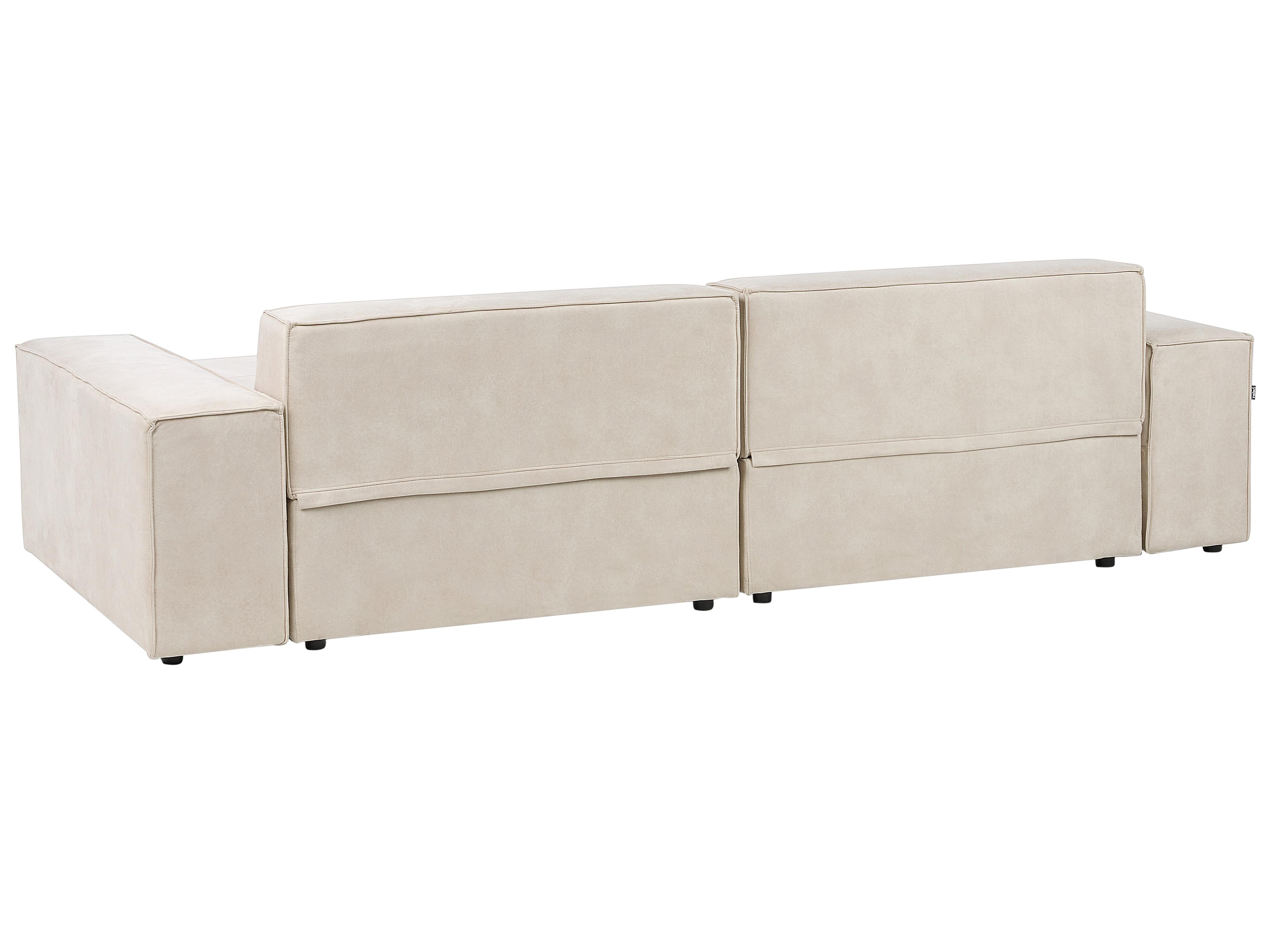 Modulaire hoekbank 2-zits HELLNAR Fluweel Lichtbeige linkszijdig