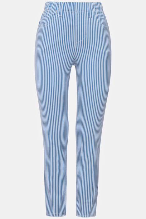 3/4-Streifenhose, Jeggings, 4-Pocket, Elastikbund, mit recycelten Materialien