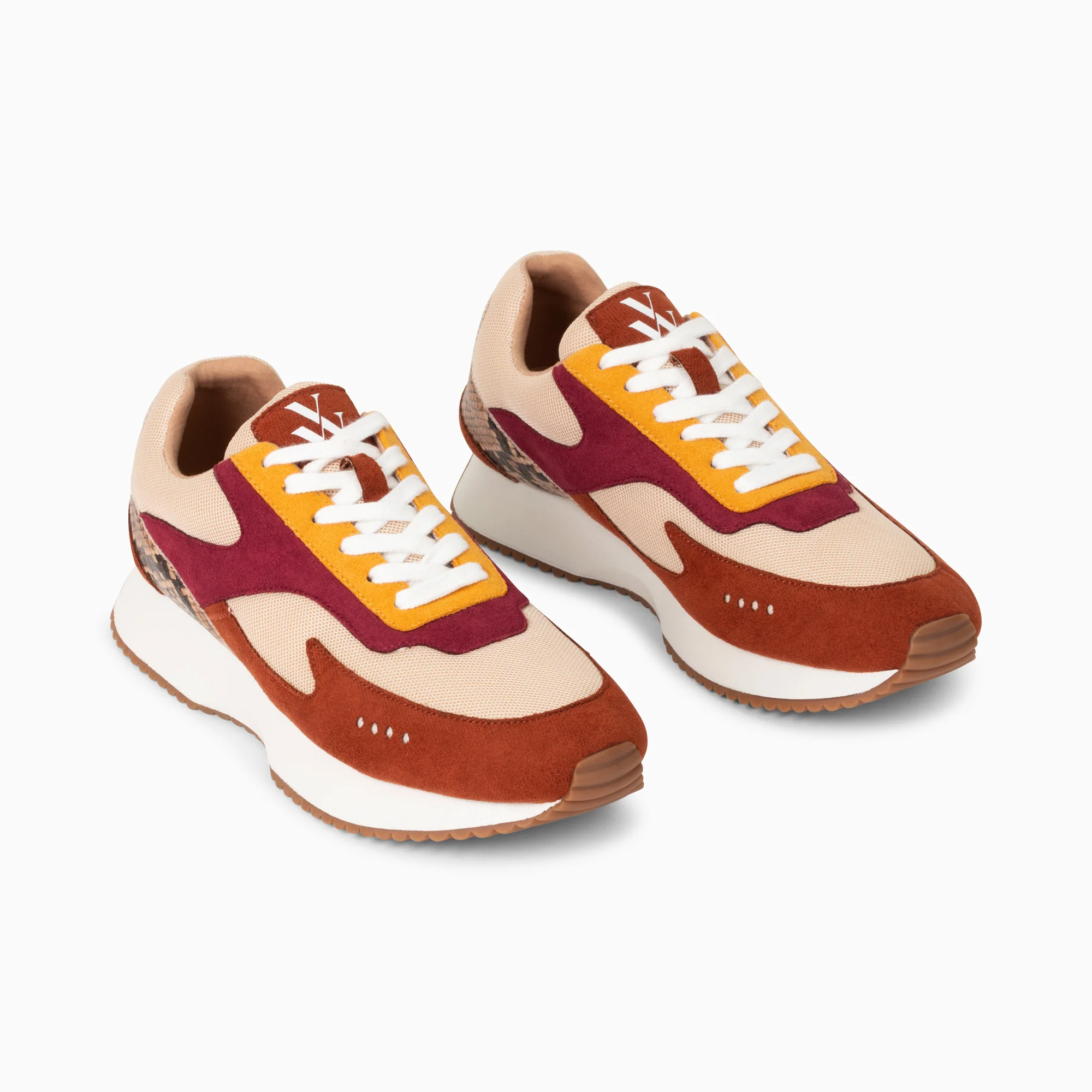 Sneakers-Baskets Anouk marron et beige à semelle running