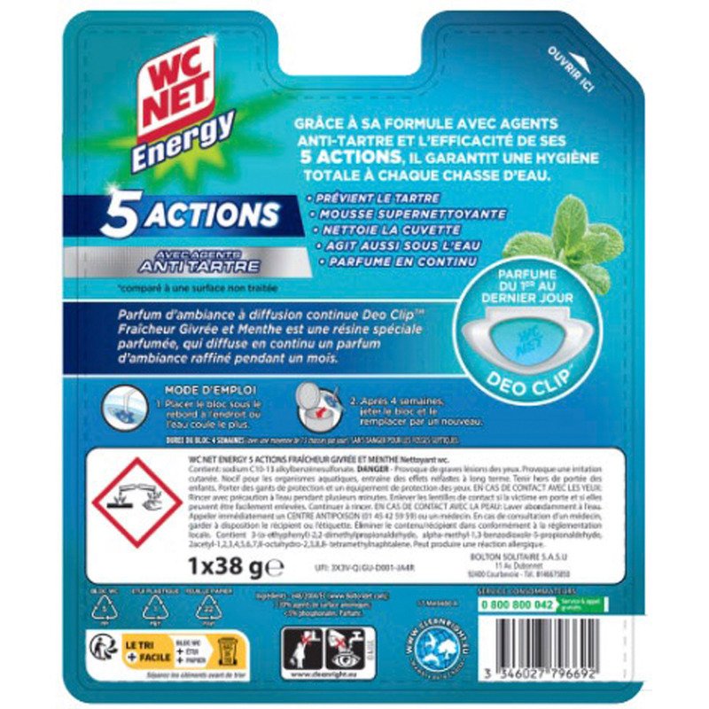 Bloc Wc Net Energy antitartre - Fraicheur givrée et menthe