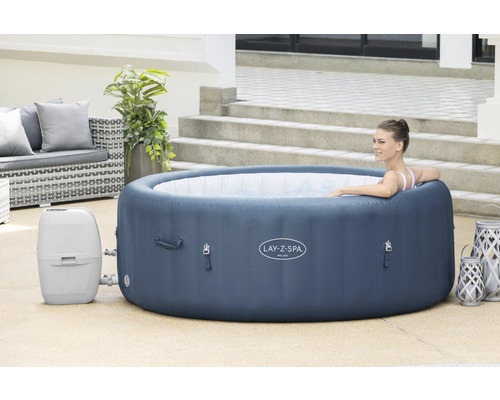 Bestway® LAY-Z-SPA® WiFi Milan AirJet Plus™ opblaasbare hottub met 140 luchtjets, geïntegreerd verwarmingssysteem, multifunctionele pomp en app-bediening, blauw