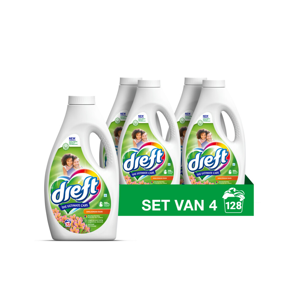 4x Dreft Vloeibaar Wasmiddel Amazone Regen 32 Wasbeurten1,4 liter