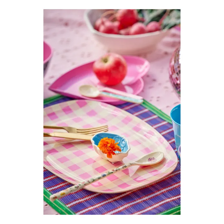 Rice Assiette rectangulaire Check It Out | Rose