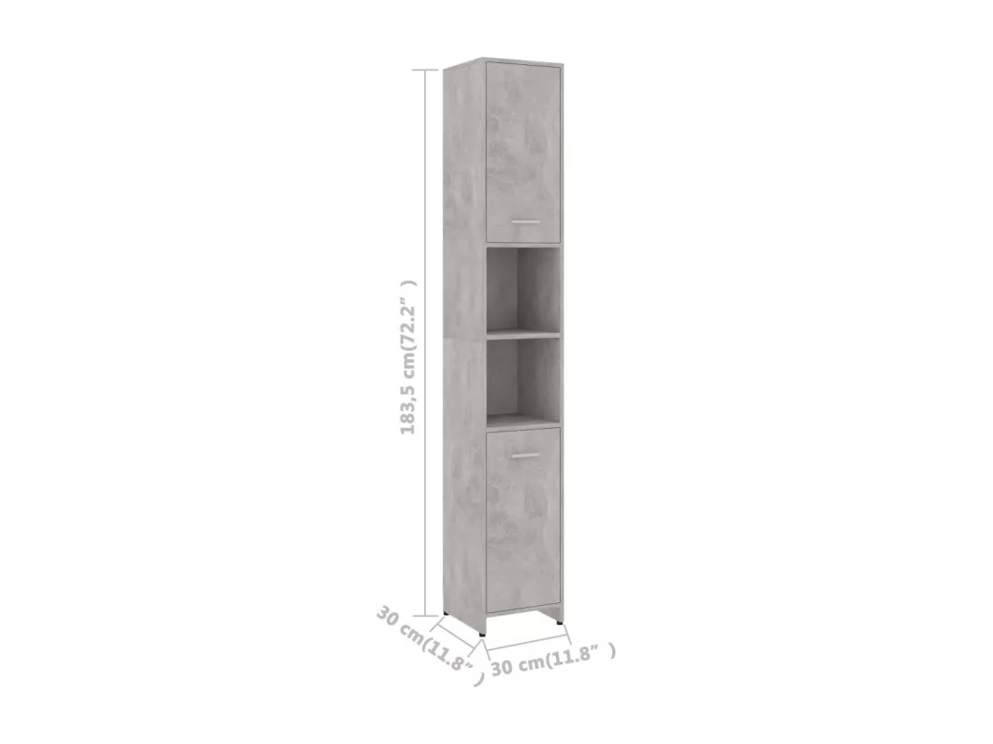 Armoire de salle de bain Gris béton Bois d'ingénierie