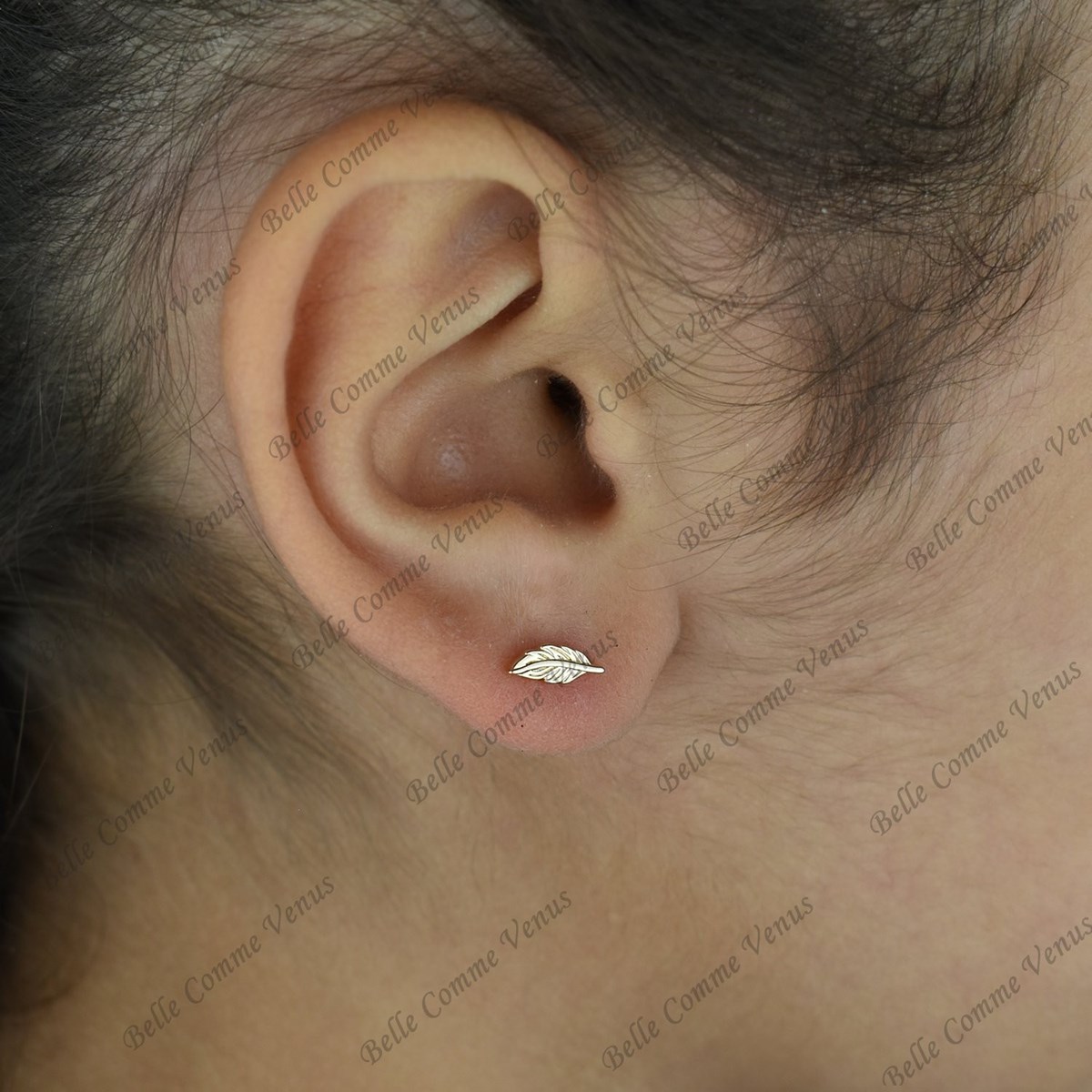Boucles d'oreilles petite plume Plaqué OR 750 3 microns