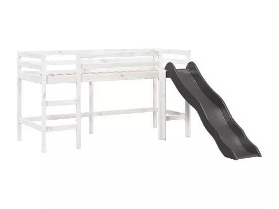 Lit mezzanine enfants avec tour bleu 80x200cm bois pin massif