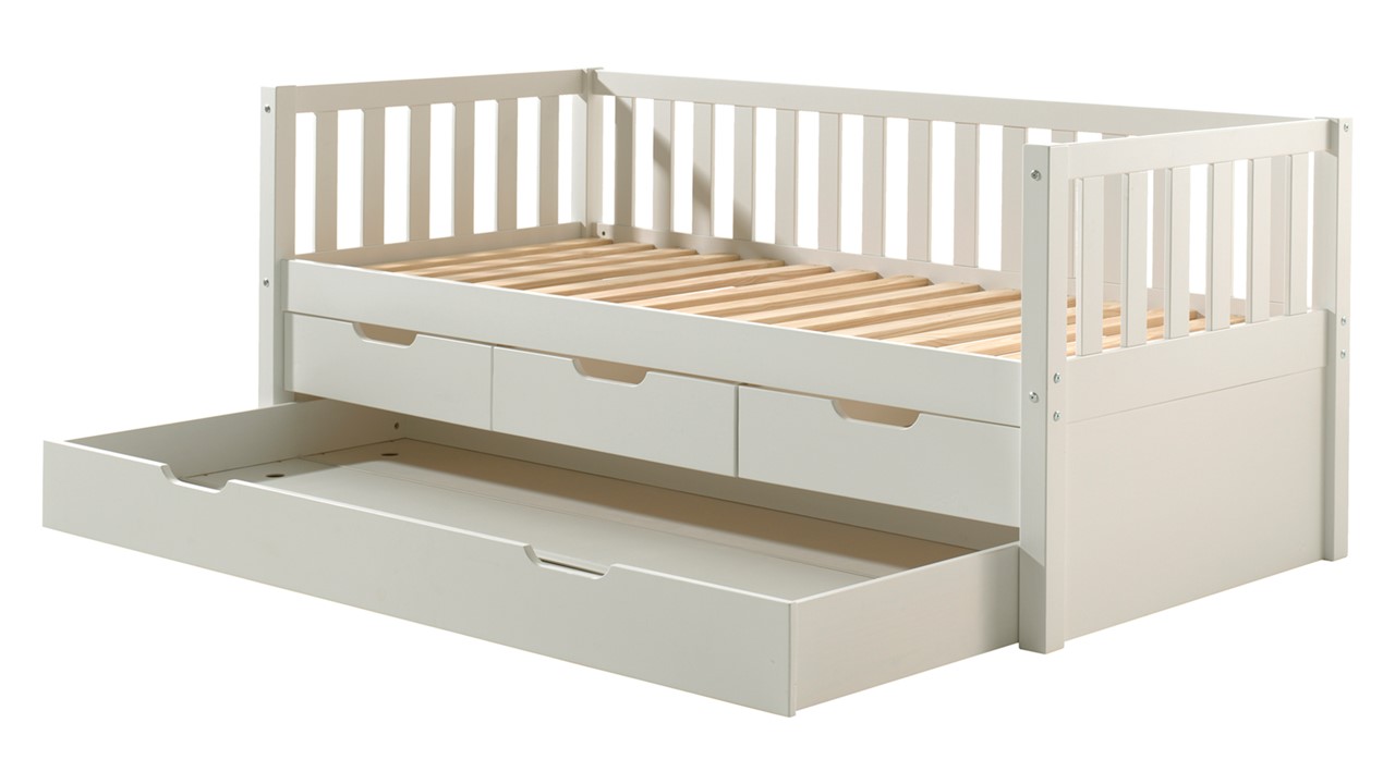 Kajuitbed Fritz met 3 laden en slaaplade white