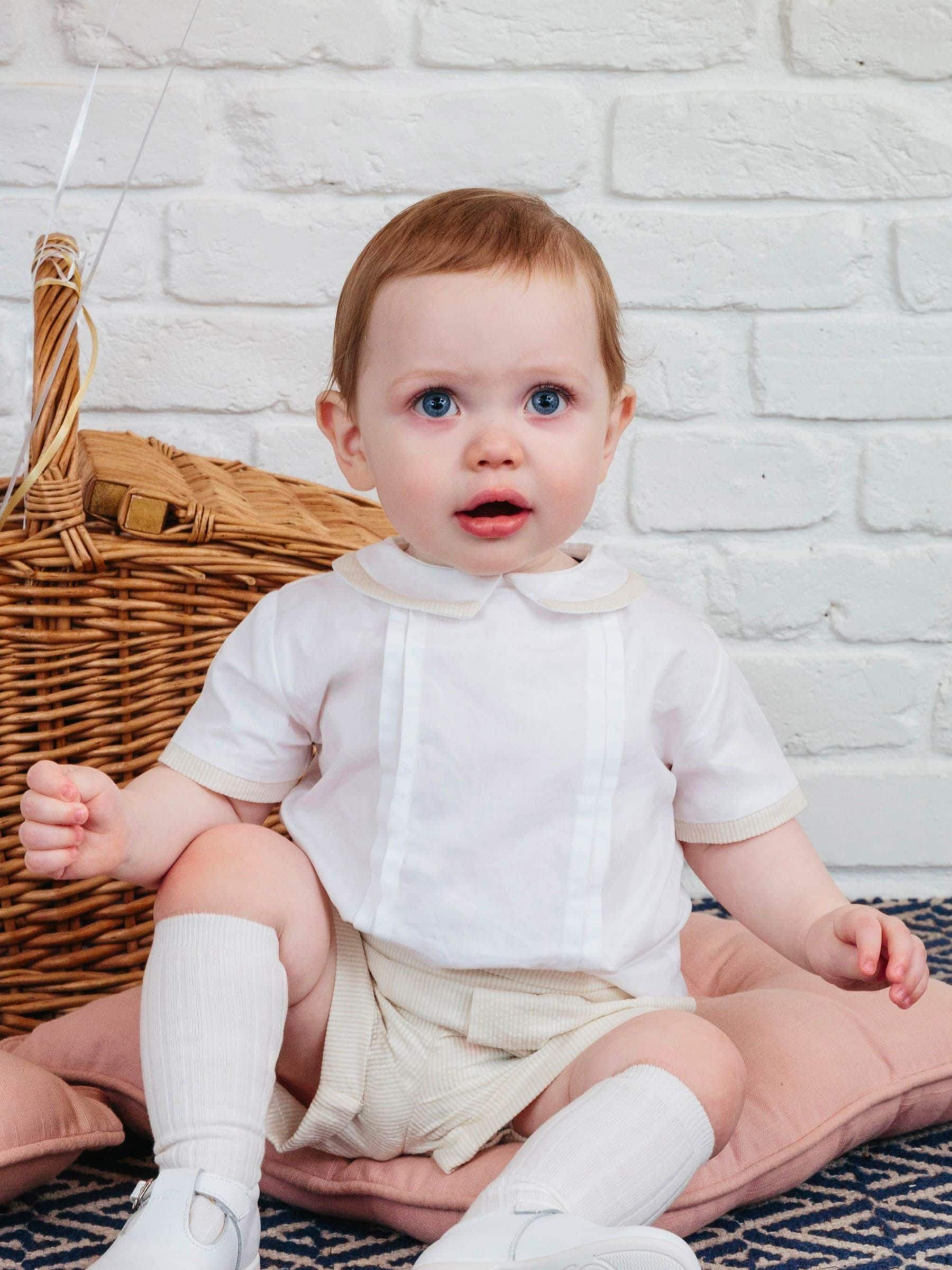 Trotters London Little 100% katoenen Rupert set in havermout/wit