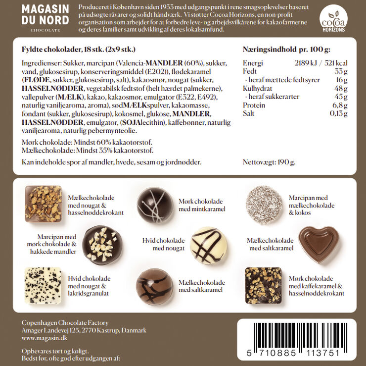 Magasin Chokolade Æske, 18 stk. Dessertchokolade, 188g