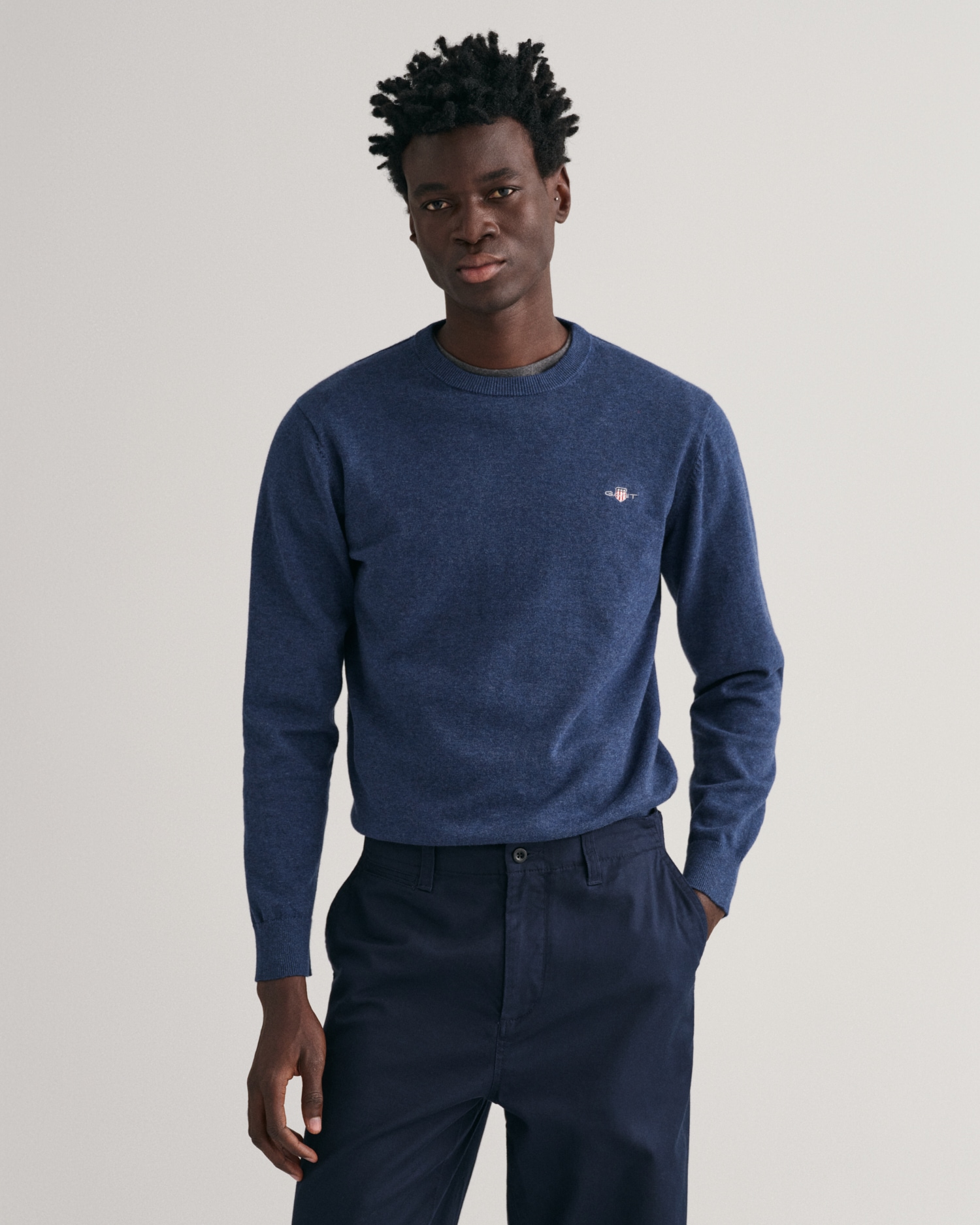 Gant Rundhalspullover »CLASSIC COTTON C-NECK« Premium Strickpullver aus weicher 100% Baumwolle, Übergangspullover