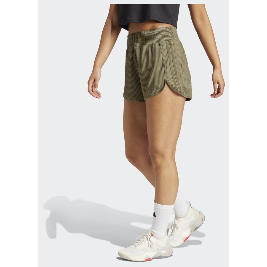 Adidas Short taille haute bords-côtes 3 bandes ton sur ton Pacer All Gym Seasonal