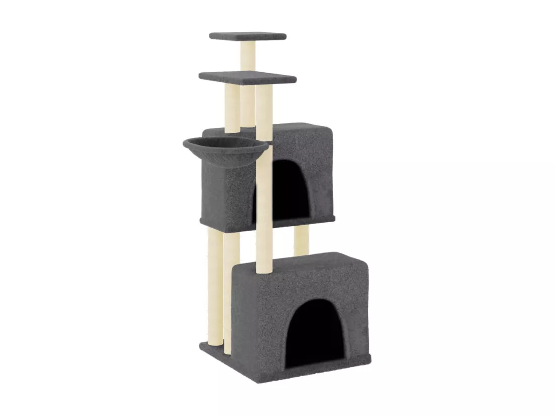 Arbre à chat avec griffoirs en sisal gris foncé 122 cm