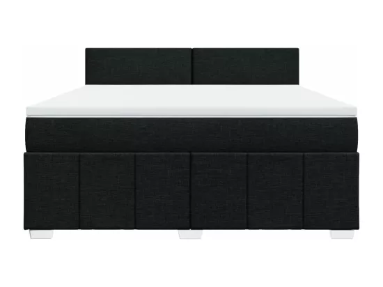 Sommier à lattes de lit avec matelas Noir 180x200 cm Tissu