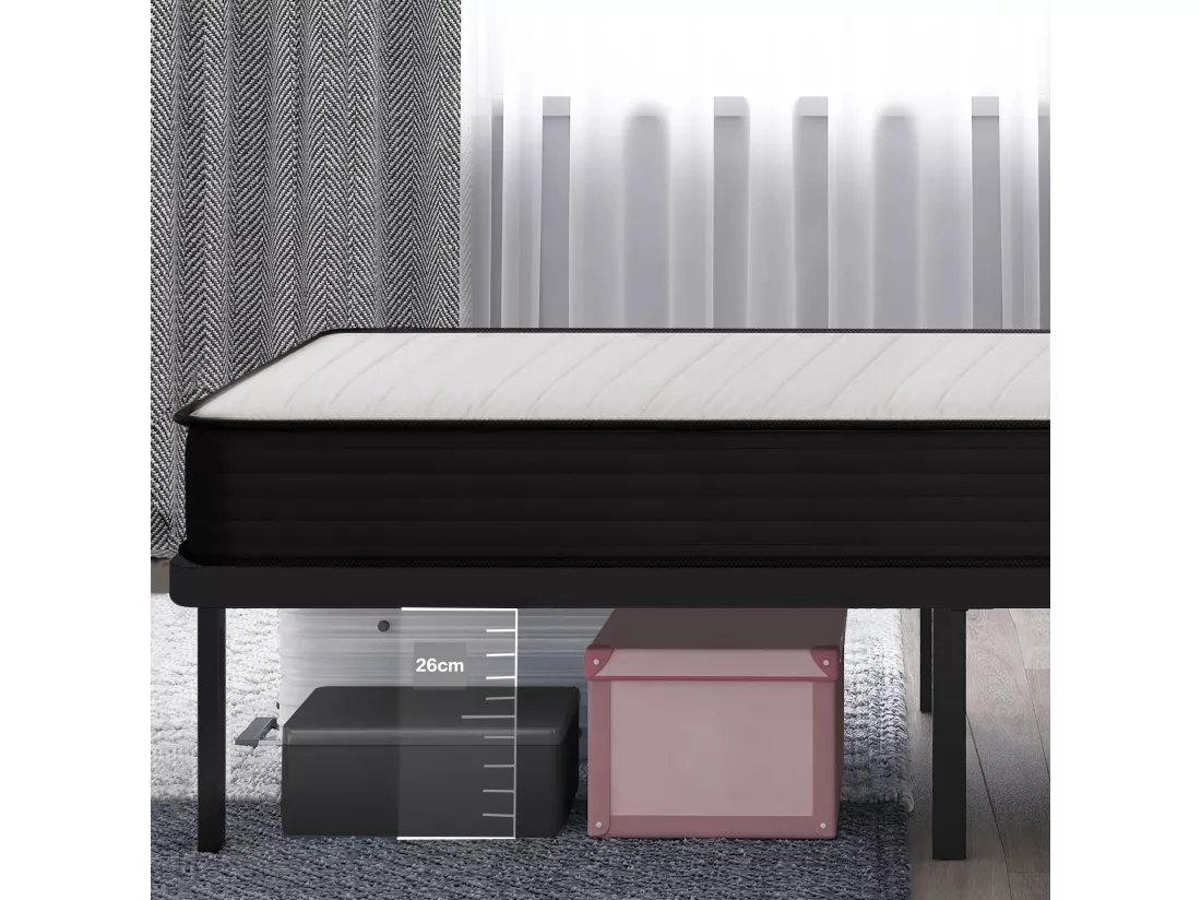 Lit Ensemble Matelas et Sommier 140x190 cm - Matelas 140x190x20cm à Ressorts avec Mousse - Sommier 140x190cm avec Pieds (Deux colis)