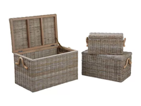 Coffres en poelet naturel (Lot de 3)