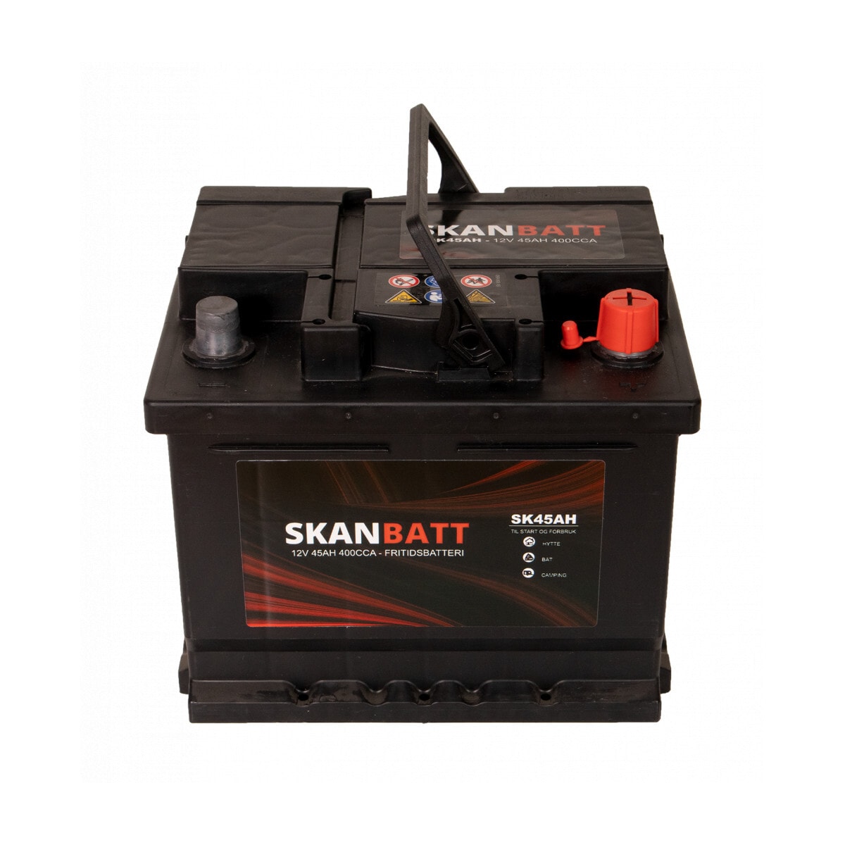 SKANBATT Fritidsbatteri 12V 45AH 400CCA (207x175x175/175mm) +høyre
