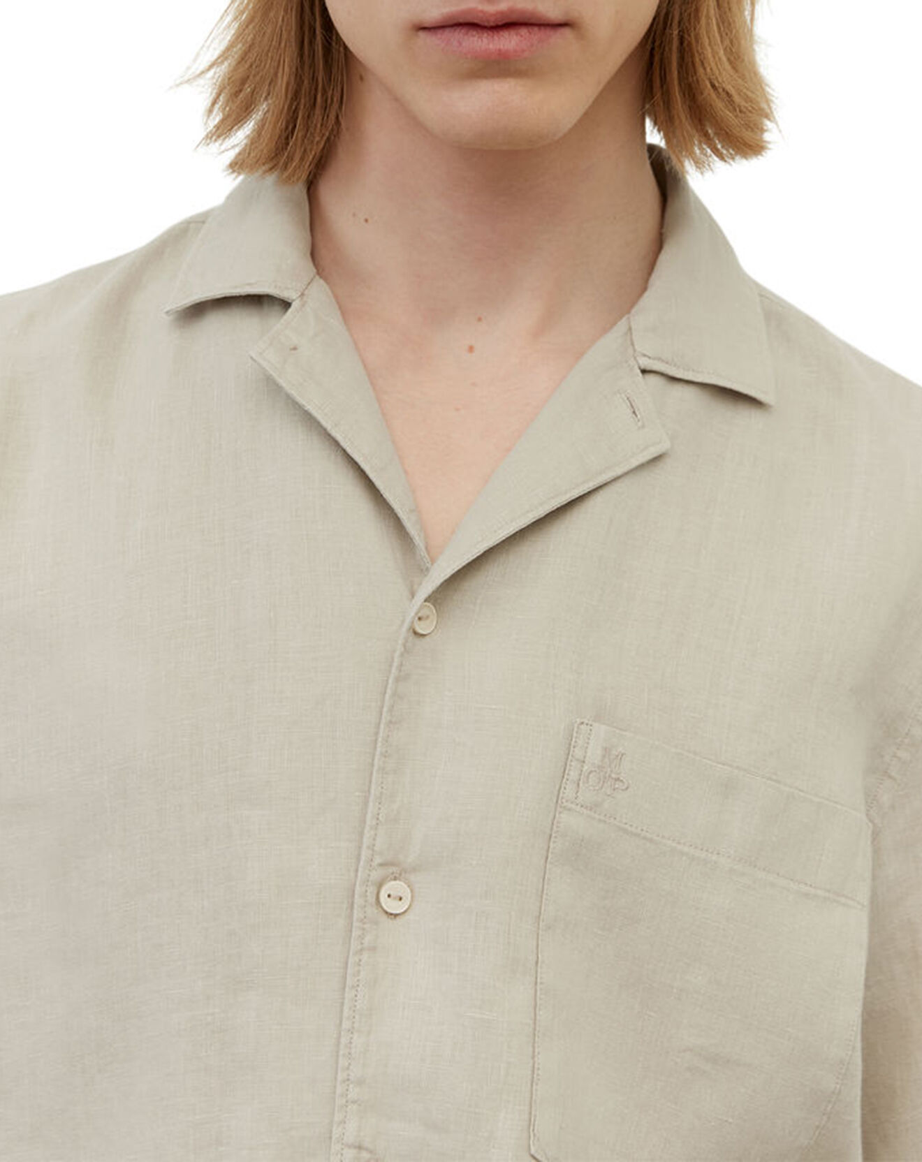 Marc O'Polo Chemise 100% Lin manches courtes Poche beige