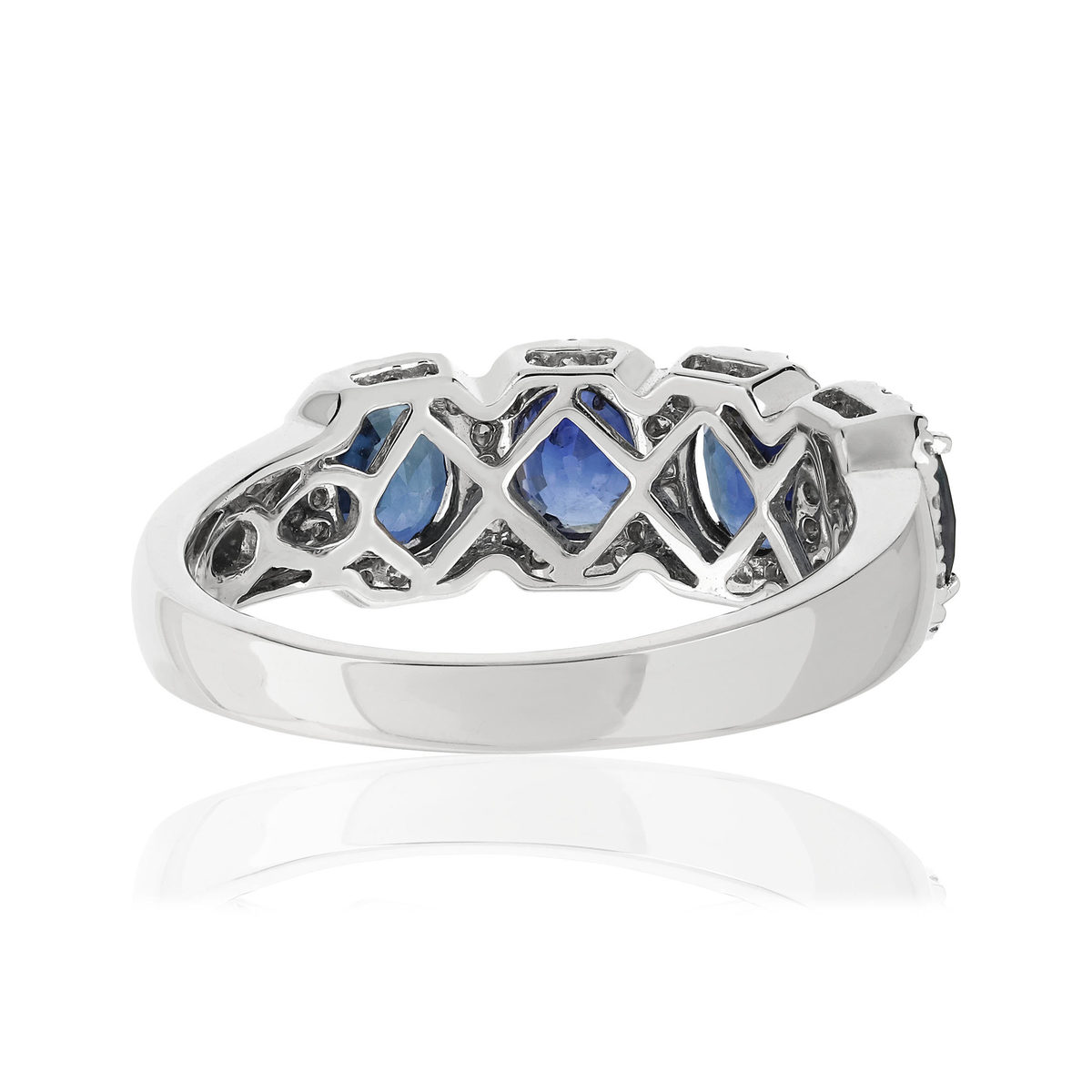 Bague or blanc saphirs diamants