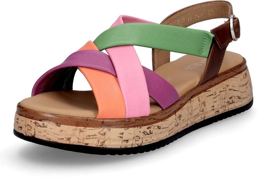 Gabor Dames Sandalen met hak 743 Multi Leer Plateauzool