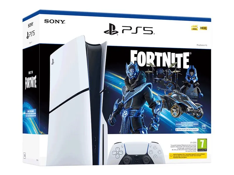 Sony PlayStation 5 Slim - Fortnite Cobalt Star Bundle - Spilkonsol - 8K - HDR - 1 TB SSD - Astro's Playroom
